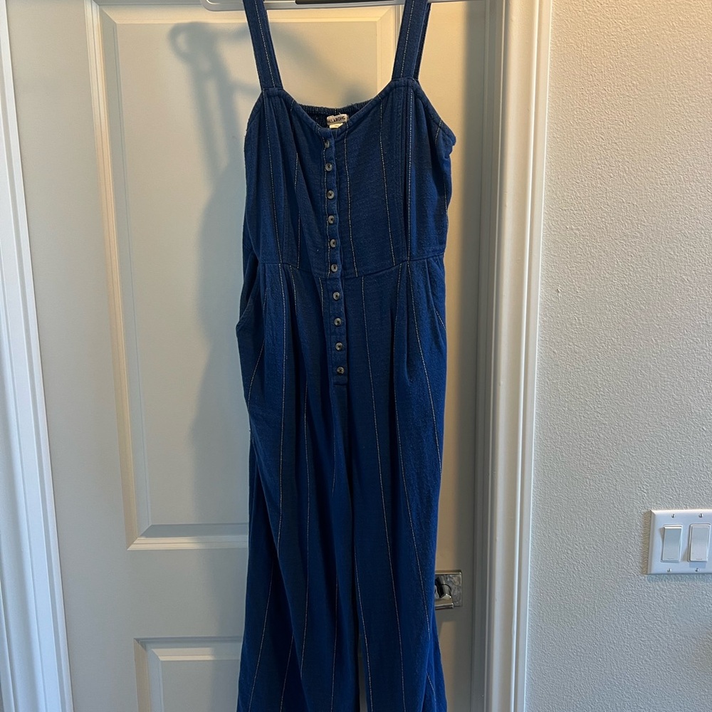 Billabong Navy Striped Jumpsuit